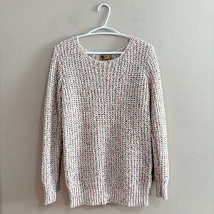 Katsumi Cream & Rainbow Confetti Crewneck Knit Sweater - Size Medium EUC